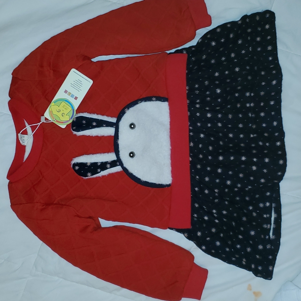 Size 3t-4t Little Girls dress outfit with carter's white 4t leggings